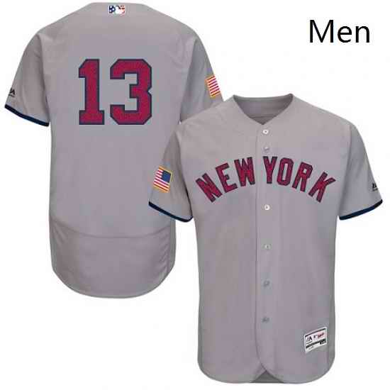 Mens Majestic New York Yankees 13 Alex Rodriguez Grey Fashion Stars Stripes Flex Base MLB Jersey
